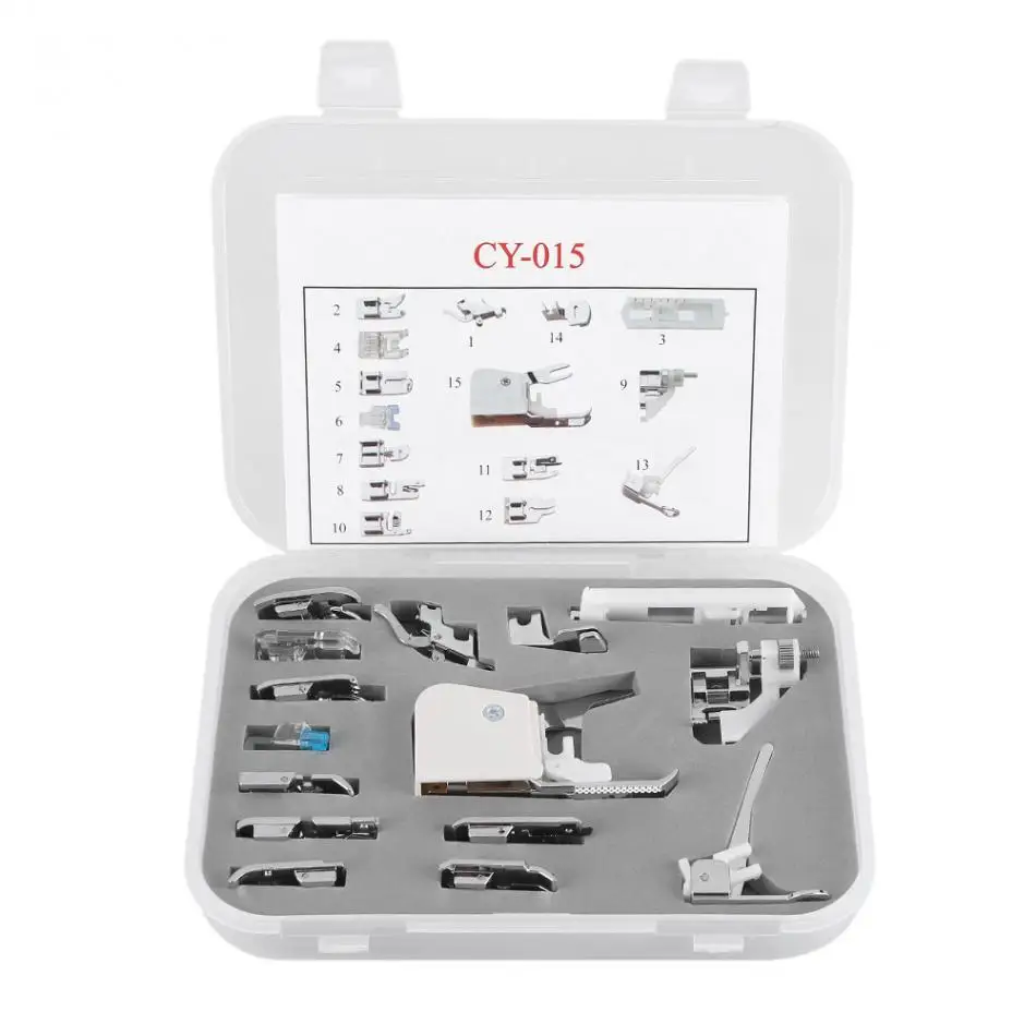 

15Pcs/Set Sewing Machines Presser Foot Feet Kit Set for Brother Janome Singer Needle High Quality