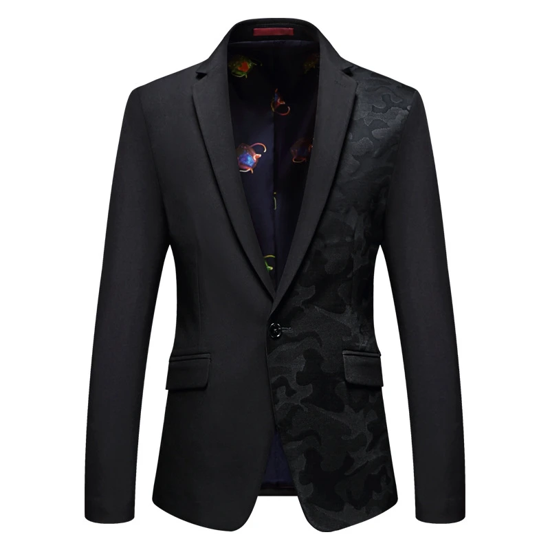 Men Slim Fit Blazer High Quality Patchwork One Button Casual Blazers Jacket Autumn Winter Masculine Blazer Plus Size M-4XL (26)