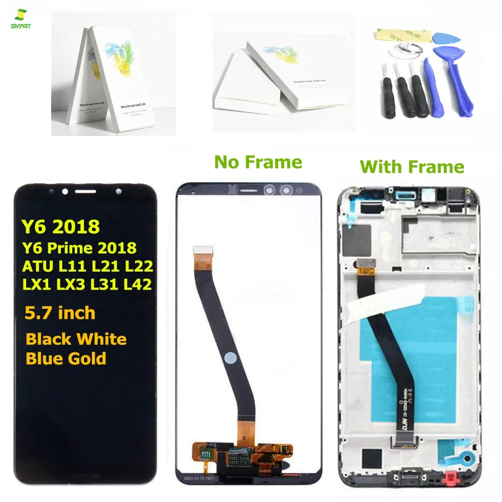 

For Huawei Y6 2018 LCD Display Touch Screen Digitizer For Huawei Y6 Prime 2018 LCD ATU L11 L21 L22 LX1 LX3 L31 L42 LCD Frame