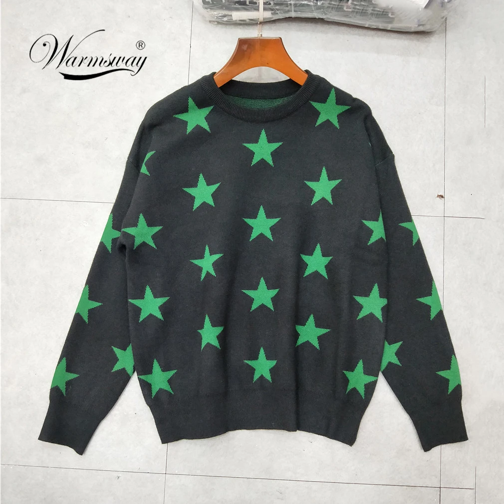 Europe and America 2018 winter pullovers five-pointed star Cool Girls Long Sleeve Jumper Streetwear Knitwear Pull Femme  C-242