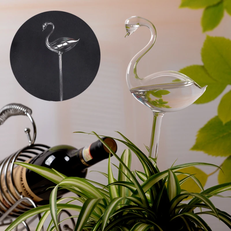 Портативный Фламинго стекло автоматический полив ваза подарок Сад домашний декор