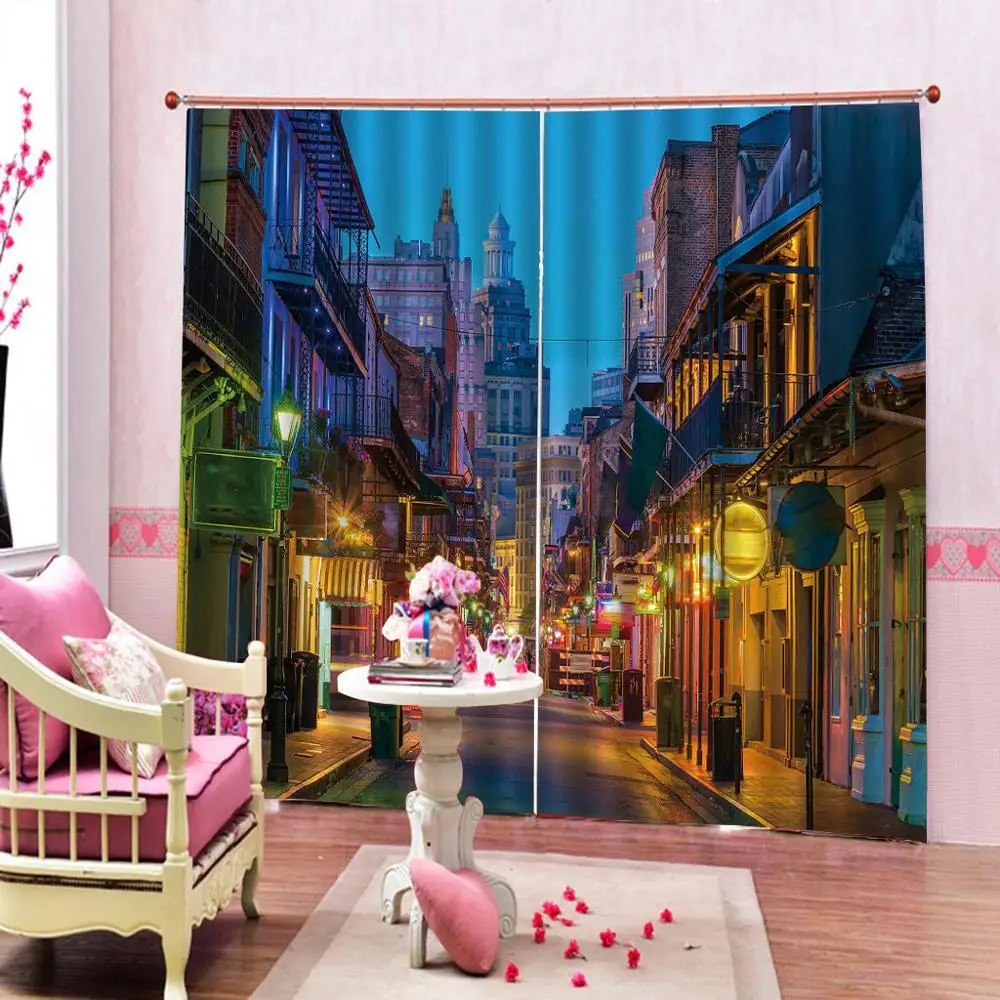 

street 3D Curtain Luxury Blackout Window Curtain Living Room night city curtains for living room bedroom office room