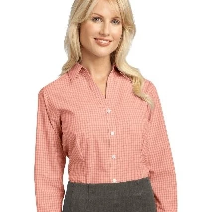Port Authority L639 Ladies Plaid Pattern Easy Care Shirt Orange - 4XL (1)