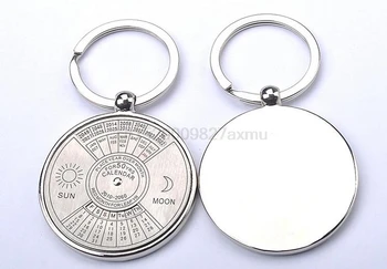 

100PCS Perpetual Calendar Keyring Keychain Unique Metal Keys Chain Ring Fobs Trinket Ornament Accessories 50 Year novelty
