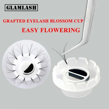 

GLAMLASH 100Pcs Salon Use Eyelash Glue Holder Eyelashes Extension Quick Flowering Blossom Cup Ring Adhesive Stand Makeup Tools