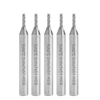 

OOTDTY 5 Pcs 4 Flutes HSS Milling 2mm-6mm Set Bits Router Rod Straight Milling Tool