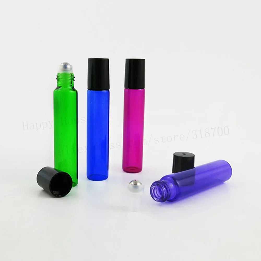 

30 x 4 Colors 10ml Small roll on bottles for essential oils 10cc empty beauty roll-on glass perfume bottle deodorant containers