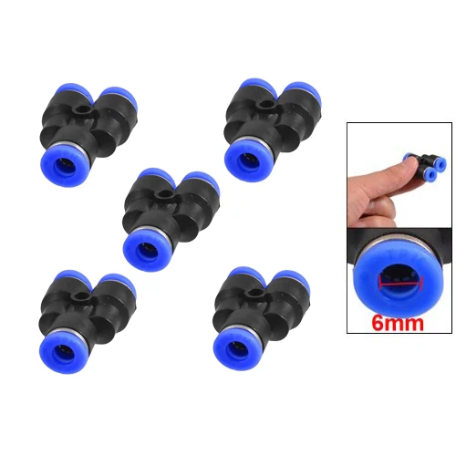

5 Pcs 3 Ways 6mm to 6mm Y Style Tube Quick Joint Push in Fittings