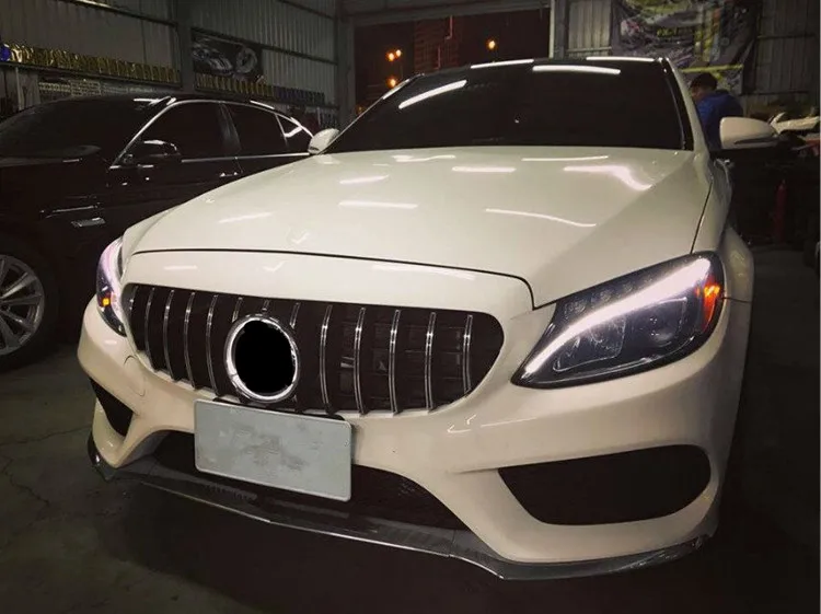 C class W205 GT ABS grille fit for MB C-classs W205 to GT style 2014=2016 year grille withwithout camero hole (1)