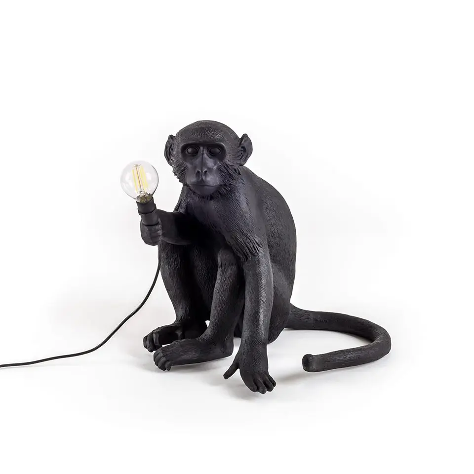 Полимерная черная, белая, Золотая лампа в форме обезьяны, подвесной светильник для гостиной, лампы для художественного салона, кабинета, светодиодный светильник s lustre с E27, светодиодная лампа - Цвет корпуса: Black-T
