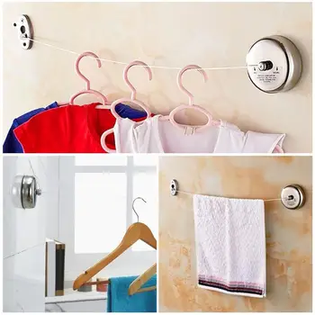 

2.8 m Stainless Steel Rope Retractable Clothesline Indoor Adjustable Hanger for Bathroom Laundry Storage Organizer Anti Slip