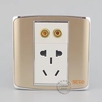 

1 Speaker 2 Binding Post Surround Home Theater Speaker & Five Hole Power Socket Wall Face Plate