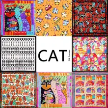 100 Silk Scarf Women Scarf Cat Scarf 2017 Foulard NeckerChief Animal Silk Bandana Small Square Silk
