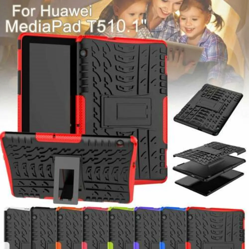

Tire Patterned Protective Hybrid Shockproof Kickstand Armor Tab Case Cover For Huawei MediaPad T5 10.1" Case