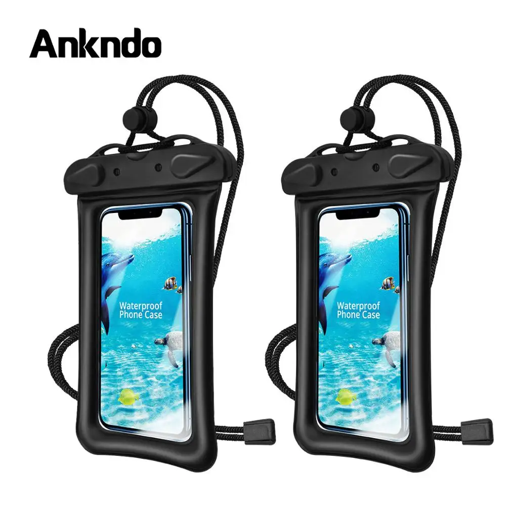 

Ankndo 2Pcs Waterproof Phone Case Floating Case Bag For Smartphones Protective Swimming Phone Pouch Underwater Phone Shell Cover