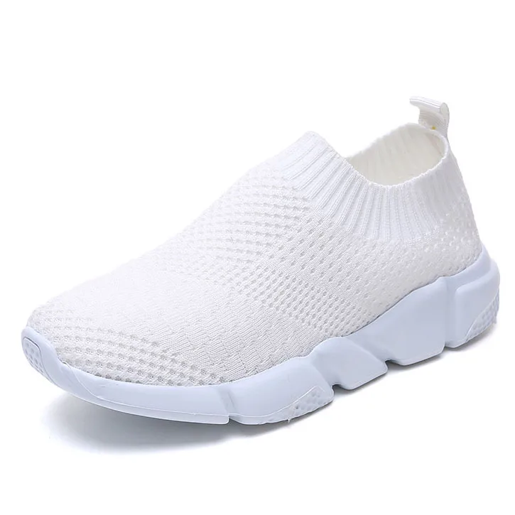 Белый Женская обувь; Новинка года; кроссовки Flyknit; женские дышащие слипоны на плоской подошве; белые кроссовки с мягкой подошвой; повседневная женская обувь на плоской подошве; красовки - Цвет: Белый