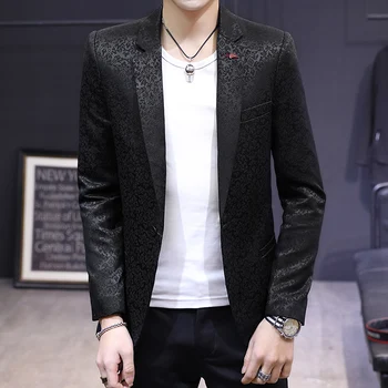 

Black white blue men suit jacket Asian size S M L XL XXL XXXL mens blazer jacket Slim design