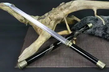 

HandMade Stick Sword Katana Hunting Knife Sharp 1075 High Carbon Blade Wood Sheath W Dragon Full Tang