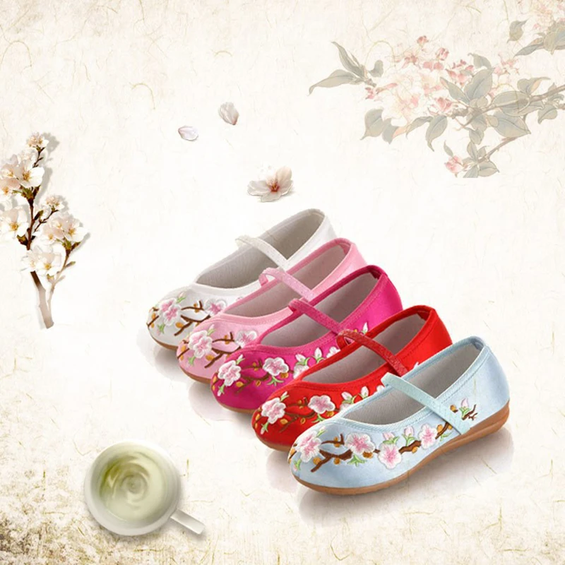 

JUFOYU 2018 New Kids Embroidered Shoes Girls Tendon At the End Of Non-Slip Shoes Students National Wind Performance Shoes