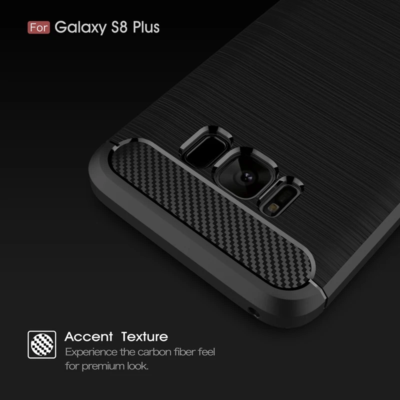 Силиконовый чехол для samsung Galaxy S8 Plus из углеродного волокна Мягкий ТПУ однотонный