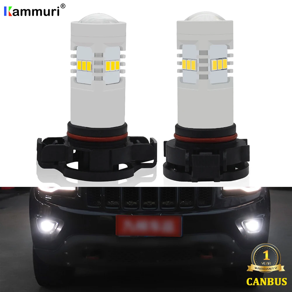 

KAMMURI For Jeep Grand Cherokee 2011 2012 2013 led Fog DRL Daytime running lights, Canbus White PS19W 2504 PSX24W Led Bulbs
