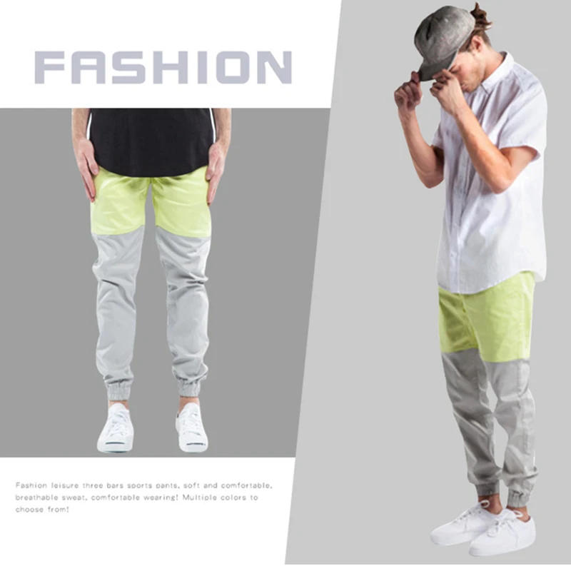 

dropshipper spring and summer new national tide brand stitching contrast color beam foot retro sports pants men's casual pants