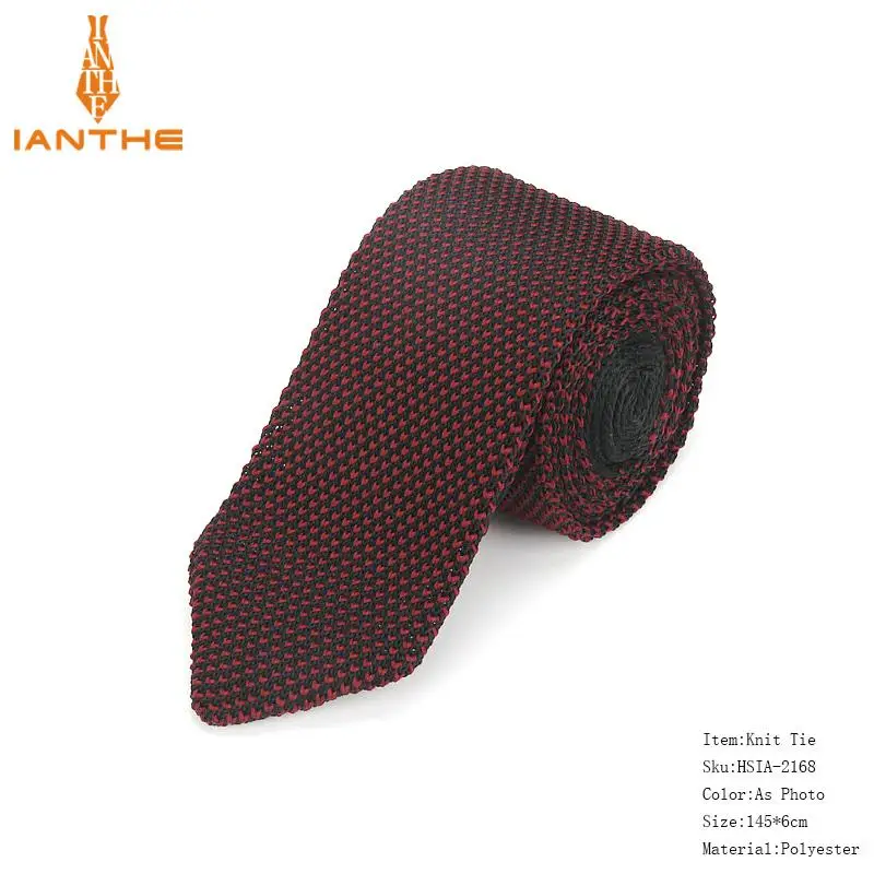 Модный Темно-синий тонкий шейный галстук, свадебные Вязаные Галстуки для мужчин, обтягивающие галстуки, мужские узкие вязаные галстуки из полиэстера, брендовые новые Галстуки 6 см - Цвет: IA2168