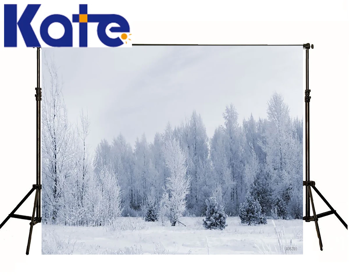 

KATE Fotografia Backdrops White Snow World Scenery Photography Backdrop Forest Cold Digitally Printed Background