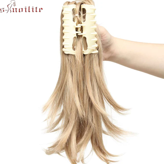 S noilite 12" Short Wavy Ponytail Hair Extensions Claw Ponytails