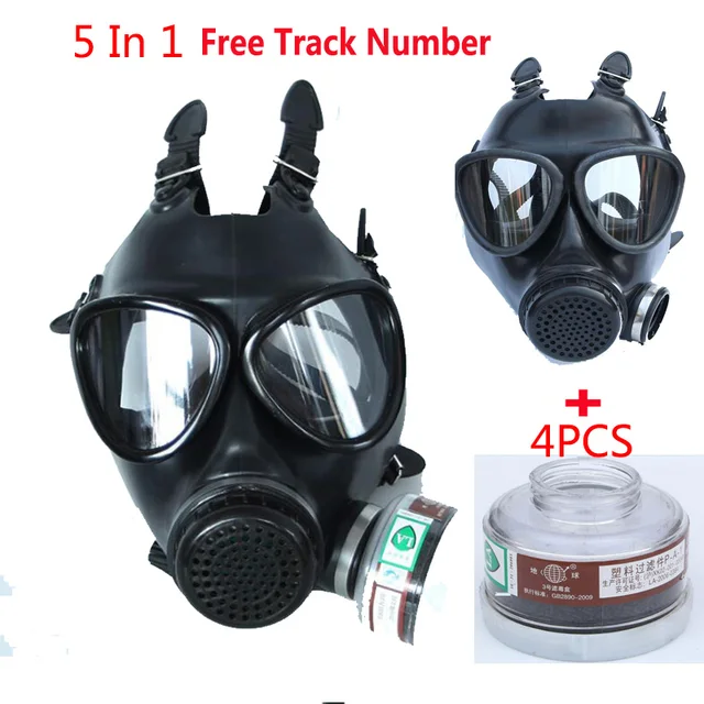 Special Price 5 In 1 Industry Paint Spray Black Military Soviet Army Respirator Gas mask Silicone Laboratory Respirator With Filter 40mm