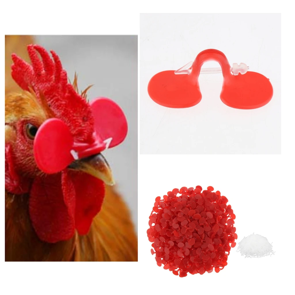 1000 Pairs Red Poultry Hen Chicken Eye Glasses Protector Blinders with Pins