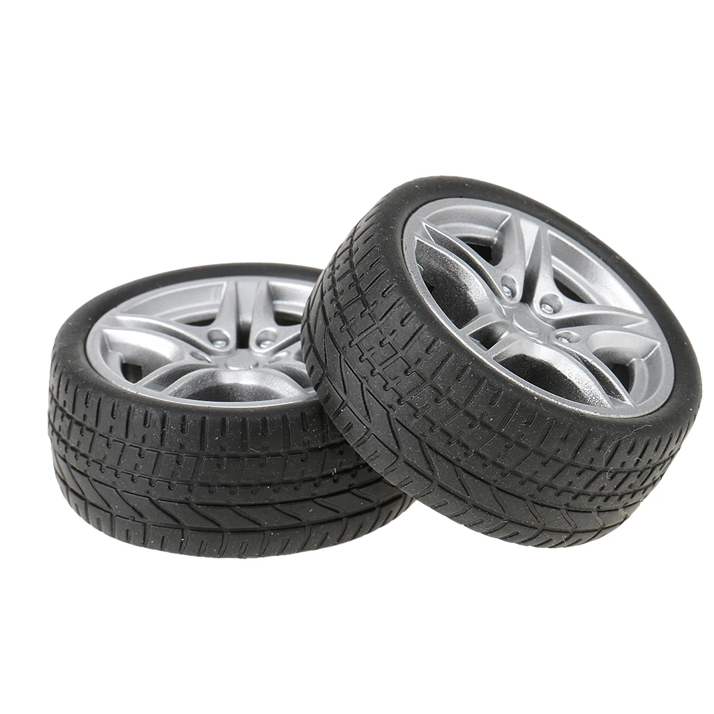 2 Pieces 48mm Rubber Wheels Tyre Car Truck Tire Model Toys Wheels for Mini Truck/Buses Making