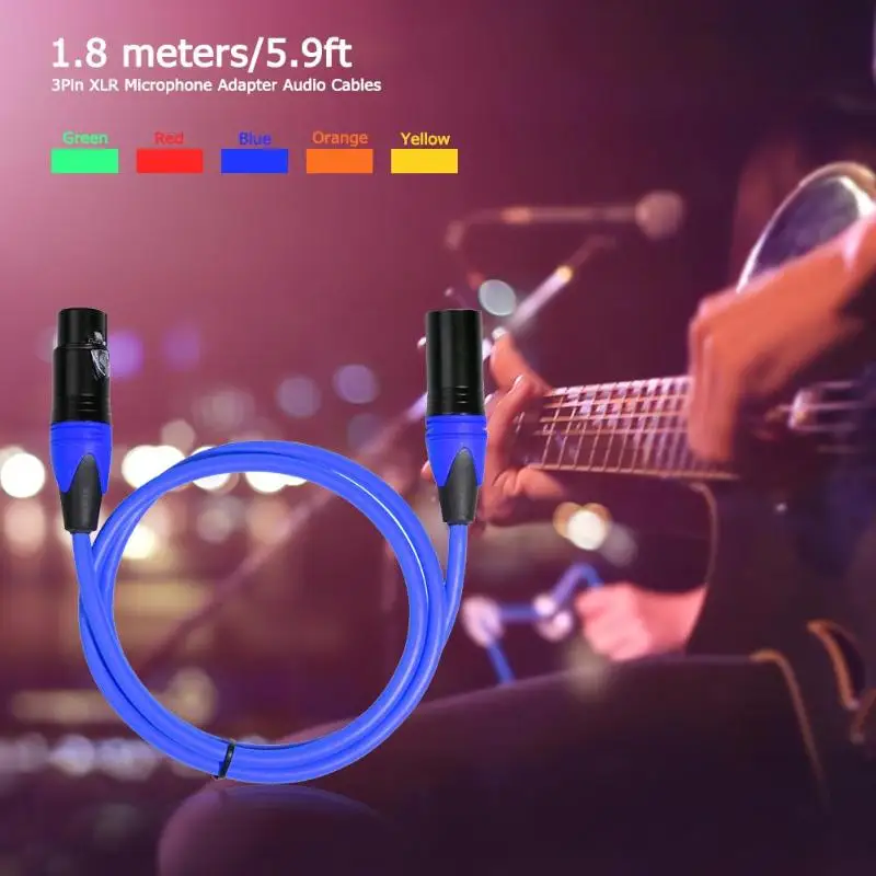 5 шт. 1 8 м/6 м цветной XLR 3pin Штекерный аудио кабель микрофон электрическая гитара m/F