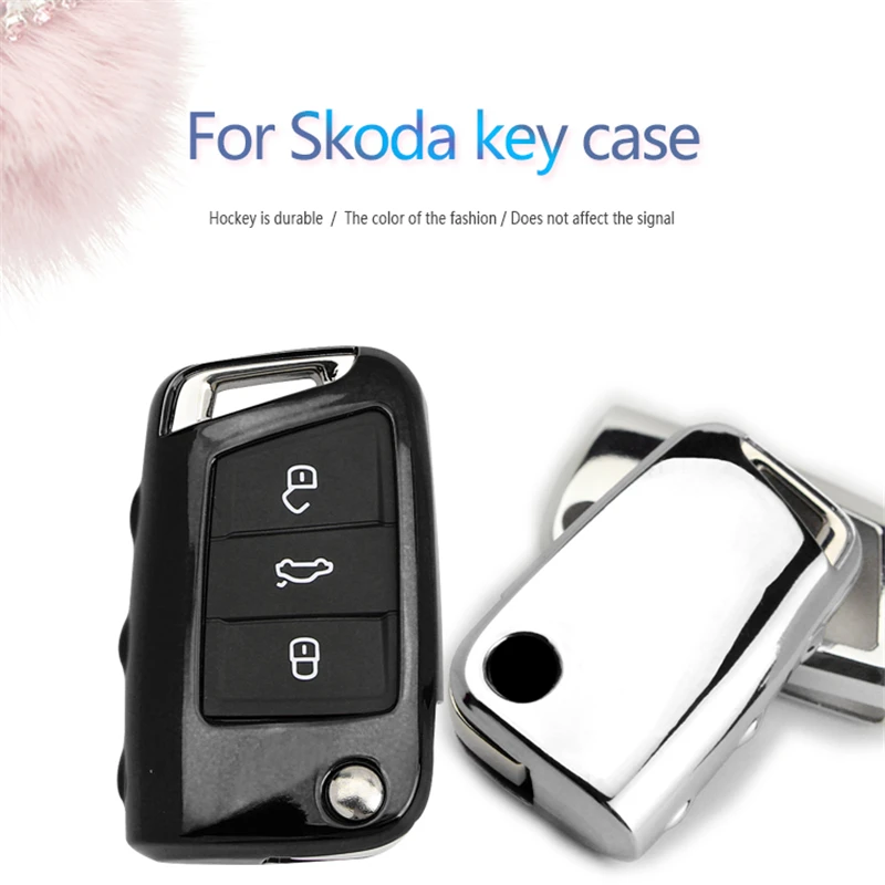 

Soft TPU Car Key Cover Case For Skoda Superb Karoq Octavia Fabia Rapid Kodiaq 2 3 For Seat VW GOLF Car Styling Key Ring Shell
