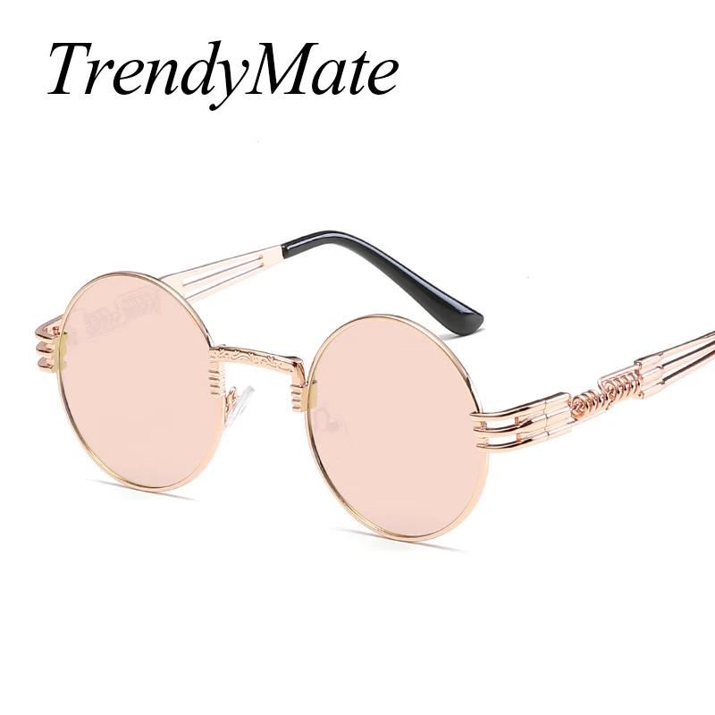 

Gothic Steampunk Sunglasses Men Women Metal Wrap Eyeglasses Round Shades Brand Designer Sun Glasses Mirror High Quality 1075T