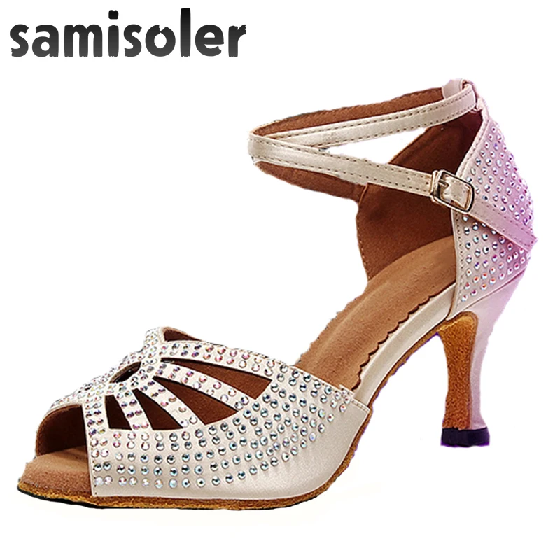 

Samisoler New Flash Rhinestone Ballroom Dance Fashion Women Latin Dance Competition Shoes