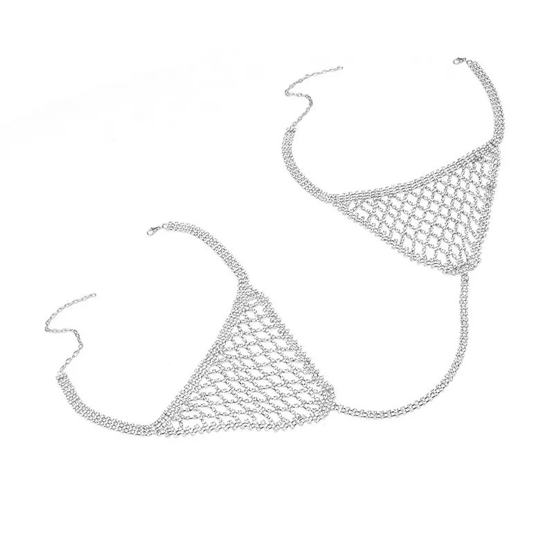 AKYZO 2017 Summer Luxury Rhinestone Crop Top Shining Fashion Handmade Metal Adjustable Chains Backless Vest Sexy Beach Tank Tops