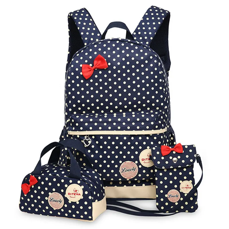 Large Capacity School Bags for Teenagers Girls Cute Ladies Dot Printing Backpack set Women Shoulder Travel Bag rucksack Book Ba(China (Mainland))