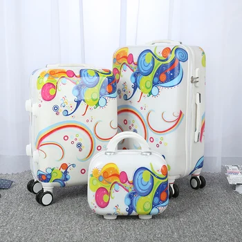 

Cartoon luggage female universal wheels trolley luggage travel bag14 20 24 password box child lovely cartoon bags picture box