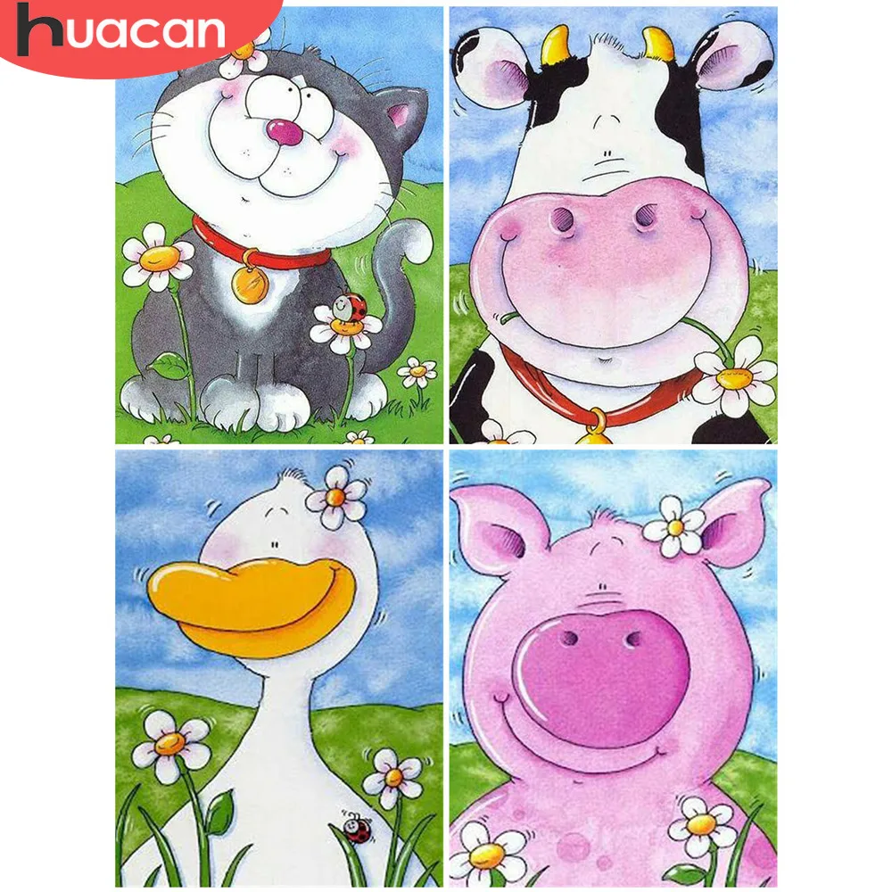 

HUACAN Cartoon Diamond Embroidery Rhinestones Picture Diamond Mosaic Pig Pattern 5d Diamond Painting Cross Stitch Children Gift