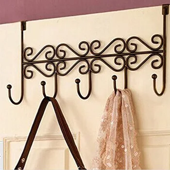 

KSOL New Style 5 Hanger Black Towel Hat Coat Clothes Wall Hook Over Door Bathroom