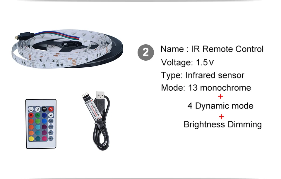 2835 SMD RGB USB charger LED Strip light DC 5V USB Cable LED Light Flexible Tape 1M 2M 3M 4M 5M RF IR RGB Remote control (3)