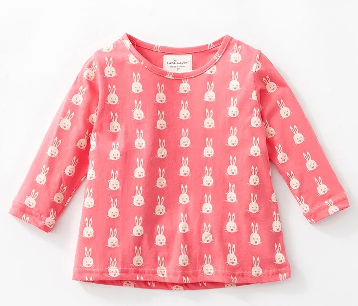 Little maven children brand baby girl clothes autumn new girls cotton long sleeve bunny print t shirt 51151 - Цвет: Красный
