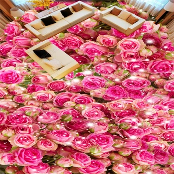 

beibehang High definition modern three-dimensional decorative wallpaper only beautiful rose sea 3D floor tile murals wall paper