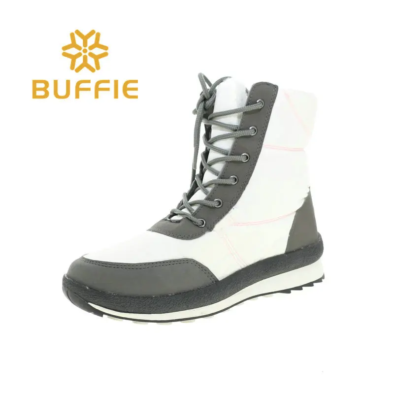 

short boot shoes white grey colour TPR outsole lace up fur lining low price sample selling only size 40