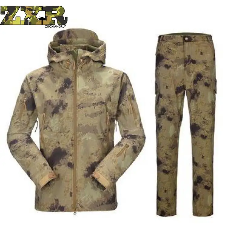 

Camouflage Hunting Clothes Shark Skin Soft Shell Lurkers Tad V 4.0 Outdoor Tactical Military Fleece Jacket+ Uniform Pants Suits