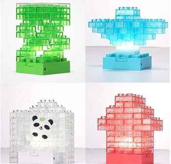 

DIY Toy building bricks Tetris Puzzle LED Baby Night Light USB/Battery Gadget Building block Lamp Colorful Pen Pot Toy