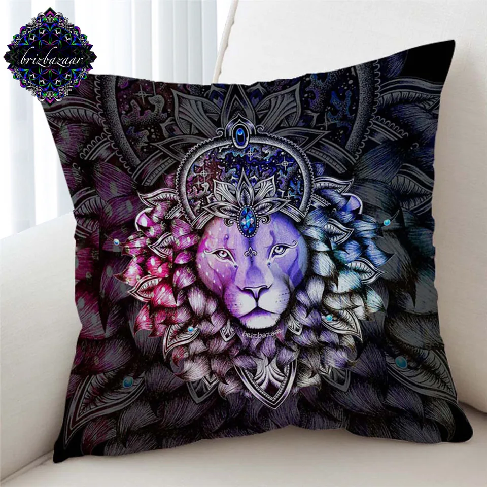 Leo by Brizbazaar Cushion Cover Crowned Lion Pillow Case Gemstone Sofa Throw Cover Animal Face Pillow Cover 45x45cm Home Decor Leo by Brizbazaar Cushion Cover Crowned Lion Pillow Case Gemstone Sofa Throw Cover Animal Face Pillow Cover 45x45cm Home Decor