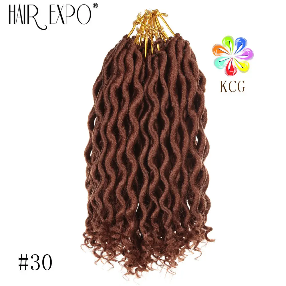 Волосы EXpo City 12 ''богиня Faux locs Curly концы короткие волнистые синтетические волосы для наращивания крючком косы 12 прядей/упаковка черный Afros - Цвет: #30