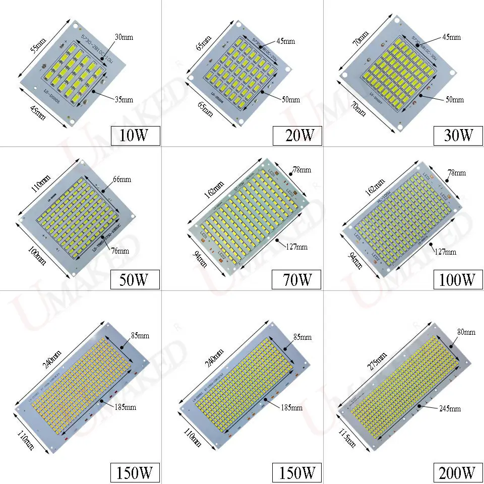 Полный Ватт светодиодный PCB SMD5730 удара светодиодный прожектор светильник пластина 10W 20W 30W 50W 100W 150W 200W Алюминий услышать светильник для раковины источника для точечный светильник лампа